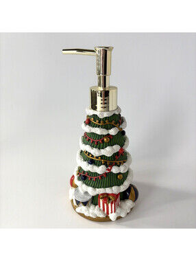 Christmas Tree Hand Soap Lotion Pump Dispenser Resin Holiday Bathroom Decor